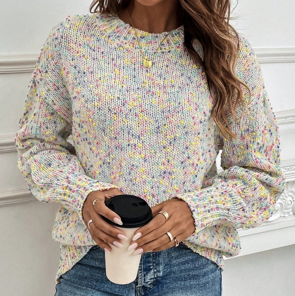 Essnce Space Dye Drop Shoulder Sweater